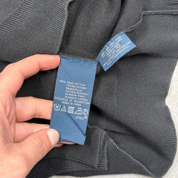 Vintage Polo Ralph Lauren 100% Pima Cotton V-Neck Knit Sweater Black Small - Picture 6 of 6